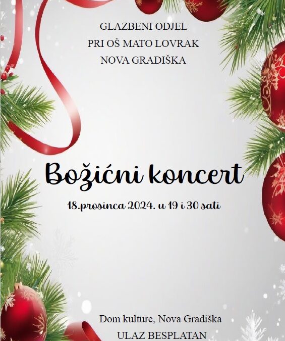 Božićni koncert Glazbenog odjela OŠ Mato Lovrak Nova Gradiška